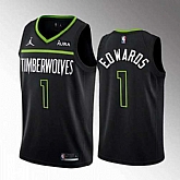 Men's Minnesota Timberwolves #1 Anthony Edwards Black City Stitched Jersey Dzhi,baseball caps,new era cap wholesale,wholesale hats